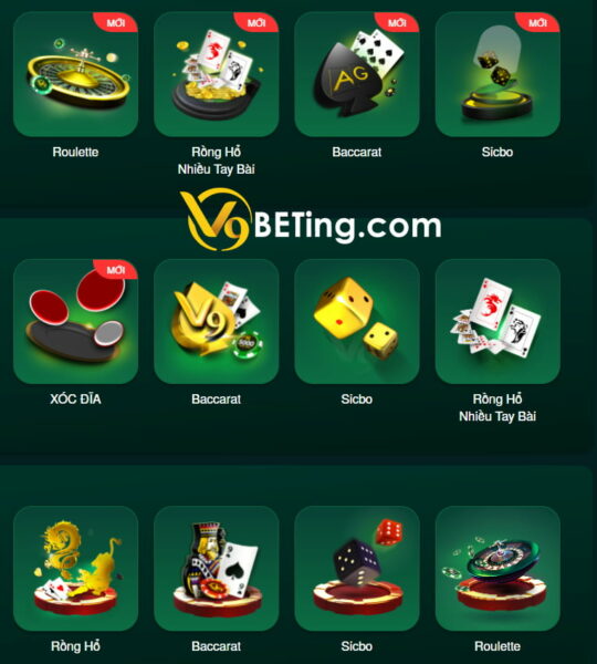 Các tựa game Casino trực tuyến được ưa thích nhất tại V9bet