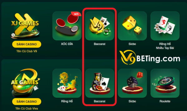 Chọn sảnh chơi Baccarat V9bet phù hợp nhất