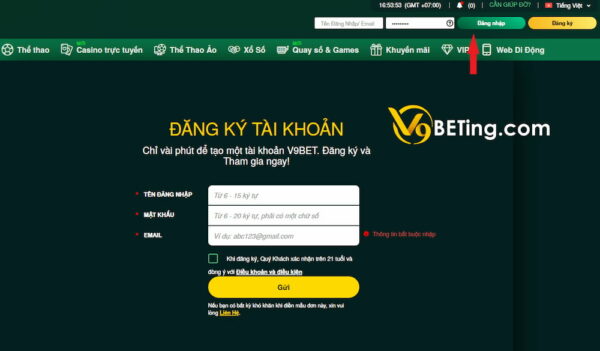 Đăng nhập vào nhà cái V9bet