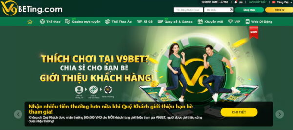 Giao diện V9bet thể thao bắt mắt