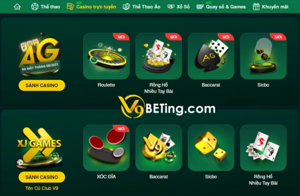 Giao diện sảnh Casino V9bet bắt mắt