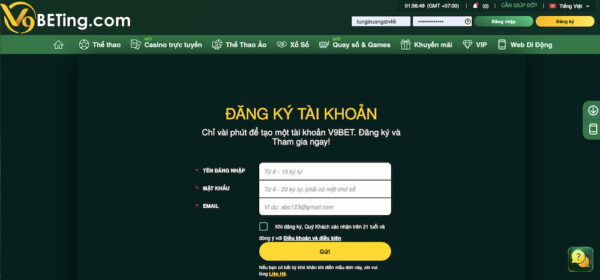 Hướng dẫn đăng ký tài khoản V9bet nhanh