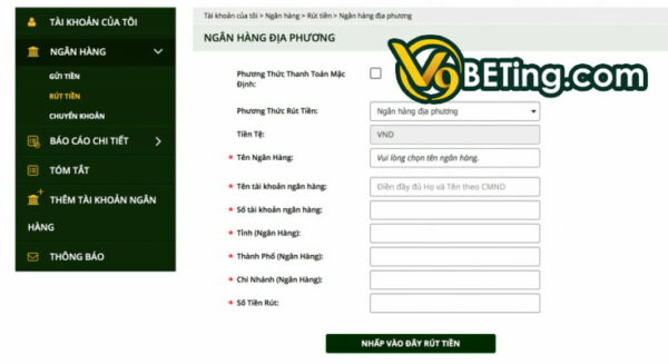 Lưu ý khi rút tiền tại nhà cái V9bet