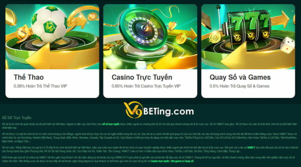 Hệ thống game cá cược V9betvn phong phú